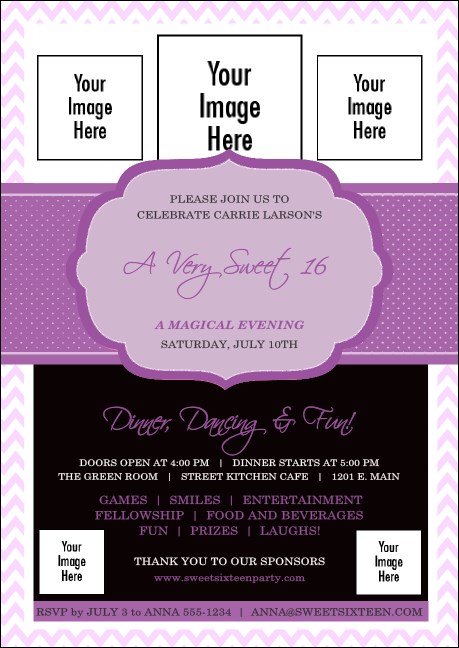 Sweet Sixteen Purple Chevron Club Flyer