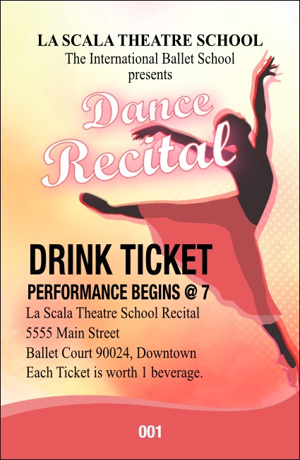Dance Silhouette Drink Ticket Product Front