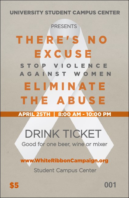 White Ribbon Drink Ticket Product Front