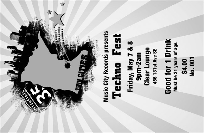 Twin Cities Drink Ticket (black and white)