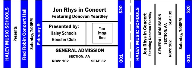 Blue Image Reserved Event Ticket Product Front