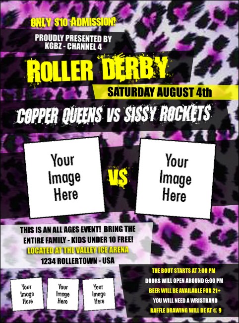 Roller Derby Pink Leopard Flyer Product Front