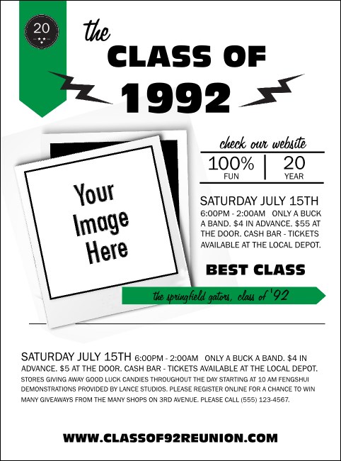 Class Reunion Mascot Green Flyer Product Front