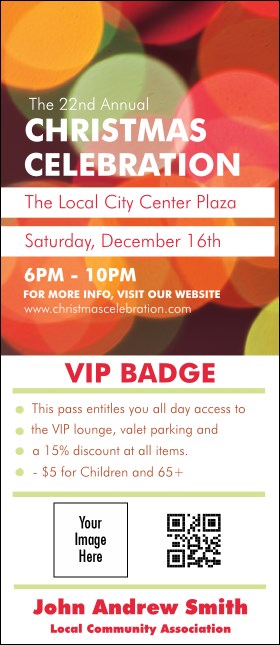 Holiday Lights VIP Event Badge Large VIP Event Badge Large Product Front