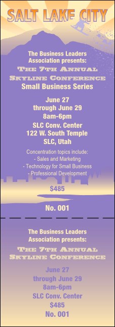Salt Lake Event Ticket Product Front