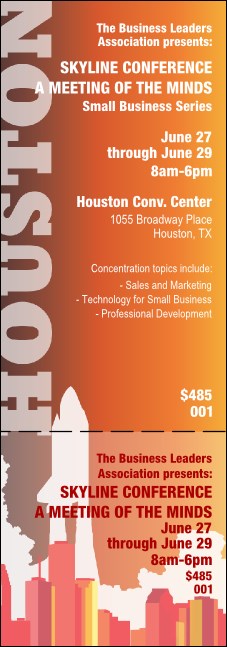 Houston General Admission Ticket with stub Product Front