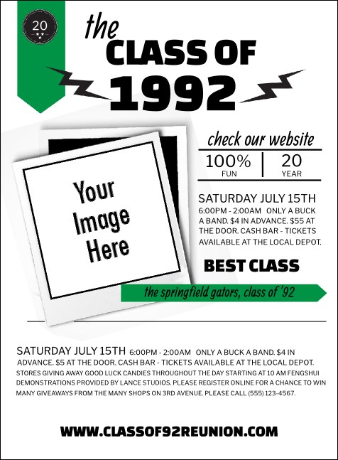 Class Reunion Mascot Green Invitation