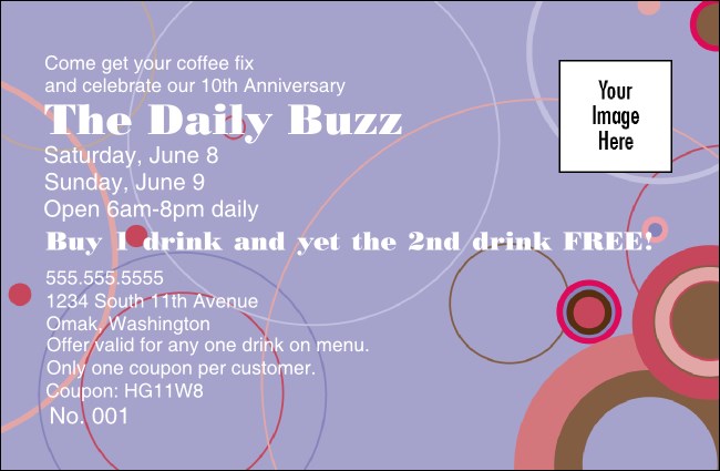 Purple Party Circles Coupon 1 Product Front