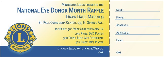 Lions Club Raffle Ticket 002 Product Front