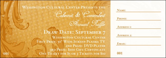 Classic Yellow Raffle Ticket Product Front