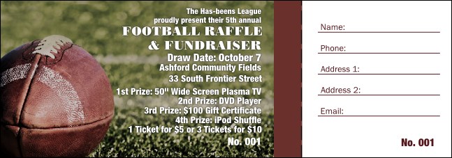 Classic Football Game Raffle Ticket