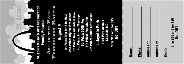 St. Louis (black and white) Raffle Ticket with stub