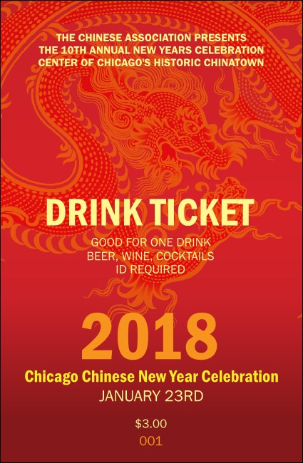 Chinese New Year Drink Ticket Product Front